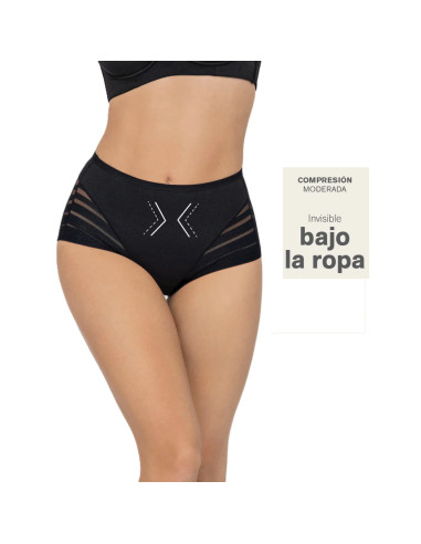 Montse Pedrosa | Braga Faja de Control Suave con Bandas de Tul 012903 de Leonisa color Negro