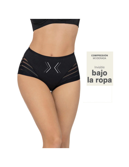 Montse Pedrosa | Braga Faja de Control Suave con Bandas de Tul 012903 de Leonisa color Negro