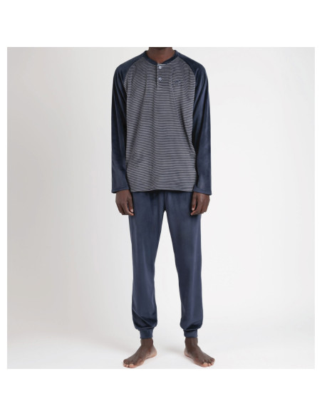 Montse Pedrosa | Pijama Velvet Basic Stripes 60331 de Admas