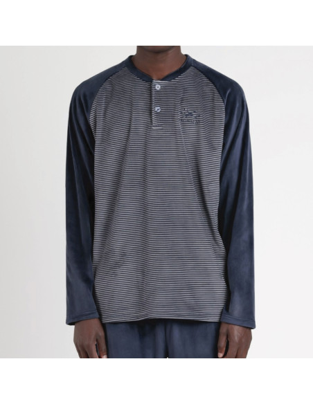 Montse Pedrosa | Pijama Velvet Basic Stripes 60331 de Admas