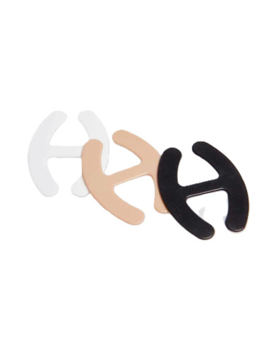 Pack de 3 Clips/Ganchos para tirantes de sujetador en color Blanco, negro y Tierra